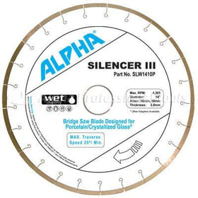 Alpha Silencer III for Porcelain/Crystallized Glass 14" Blade - Direct Stone Tool Supply, Inc